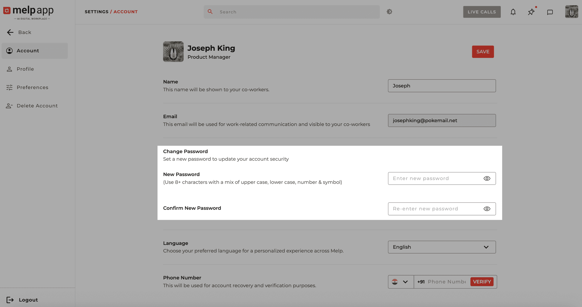 Change password