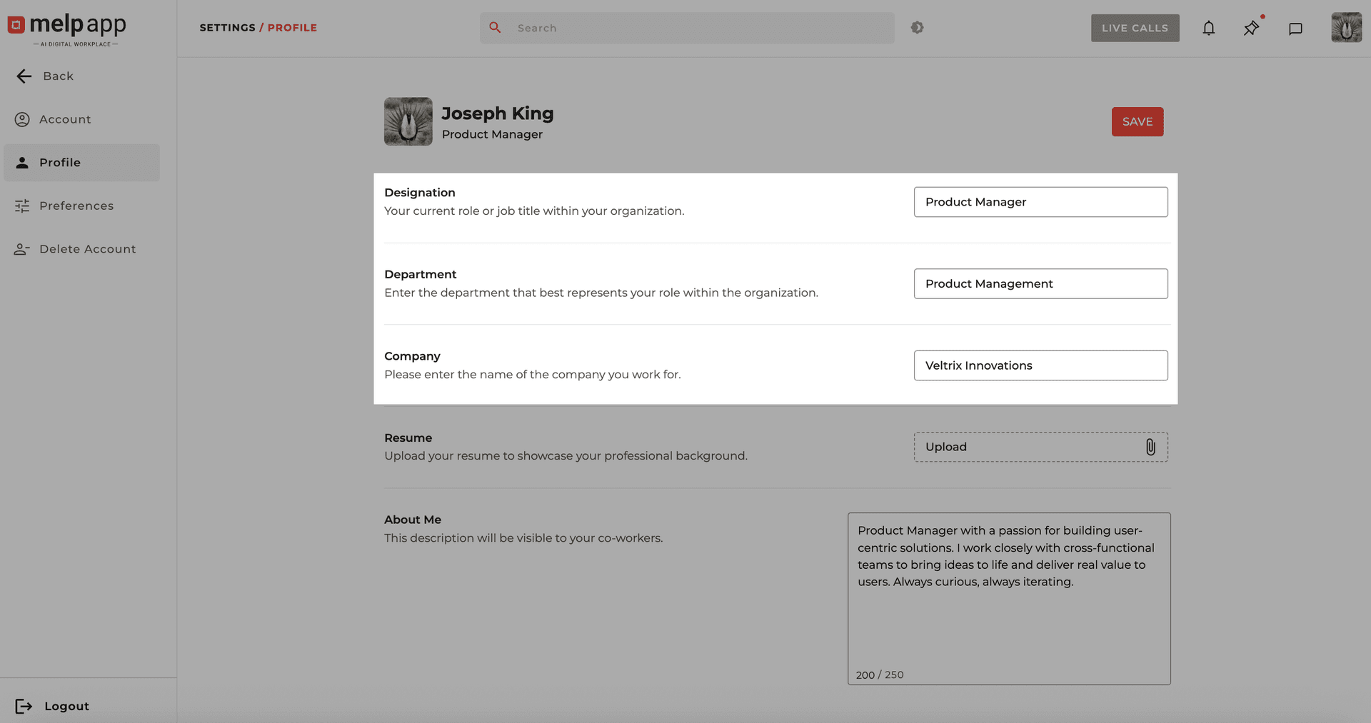 Department company change