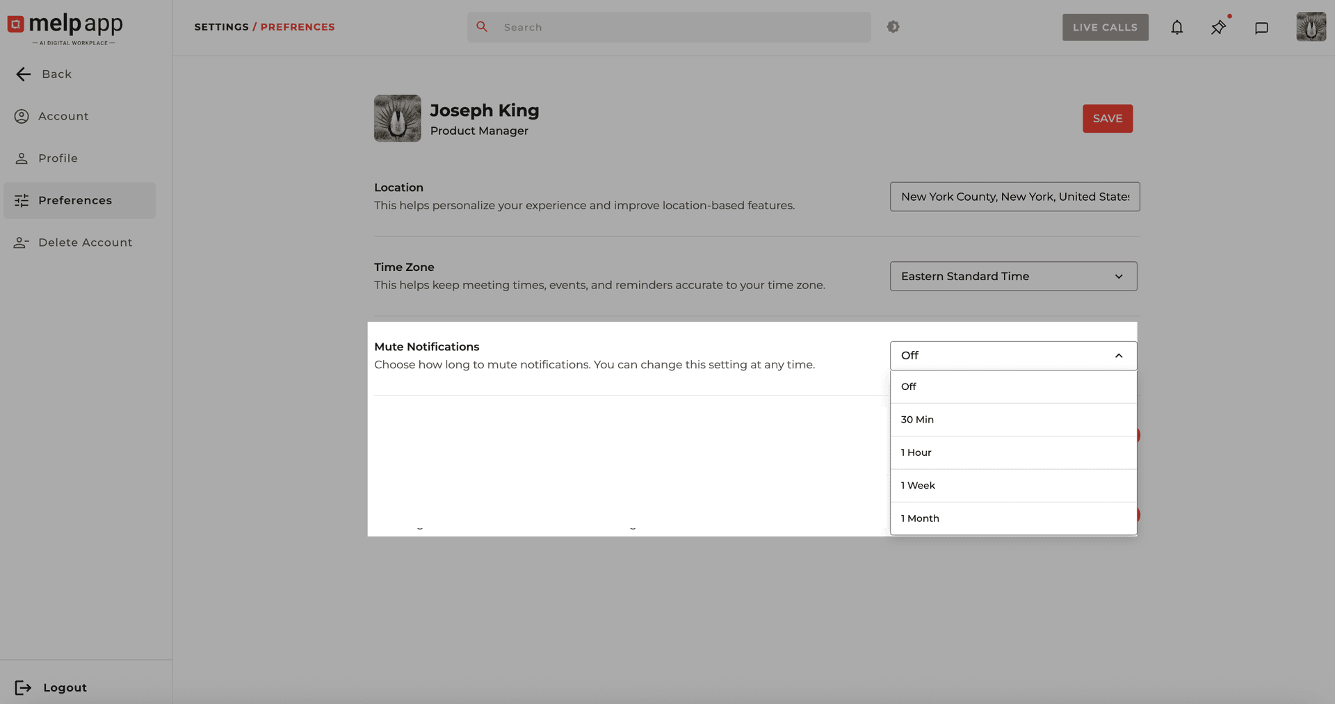 Mute notification change