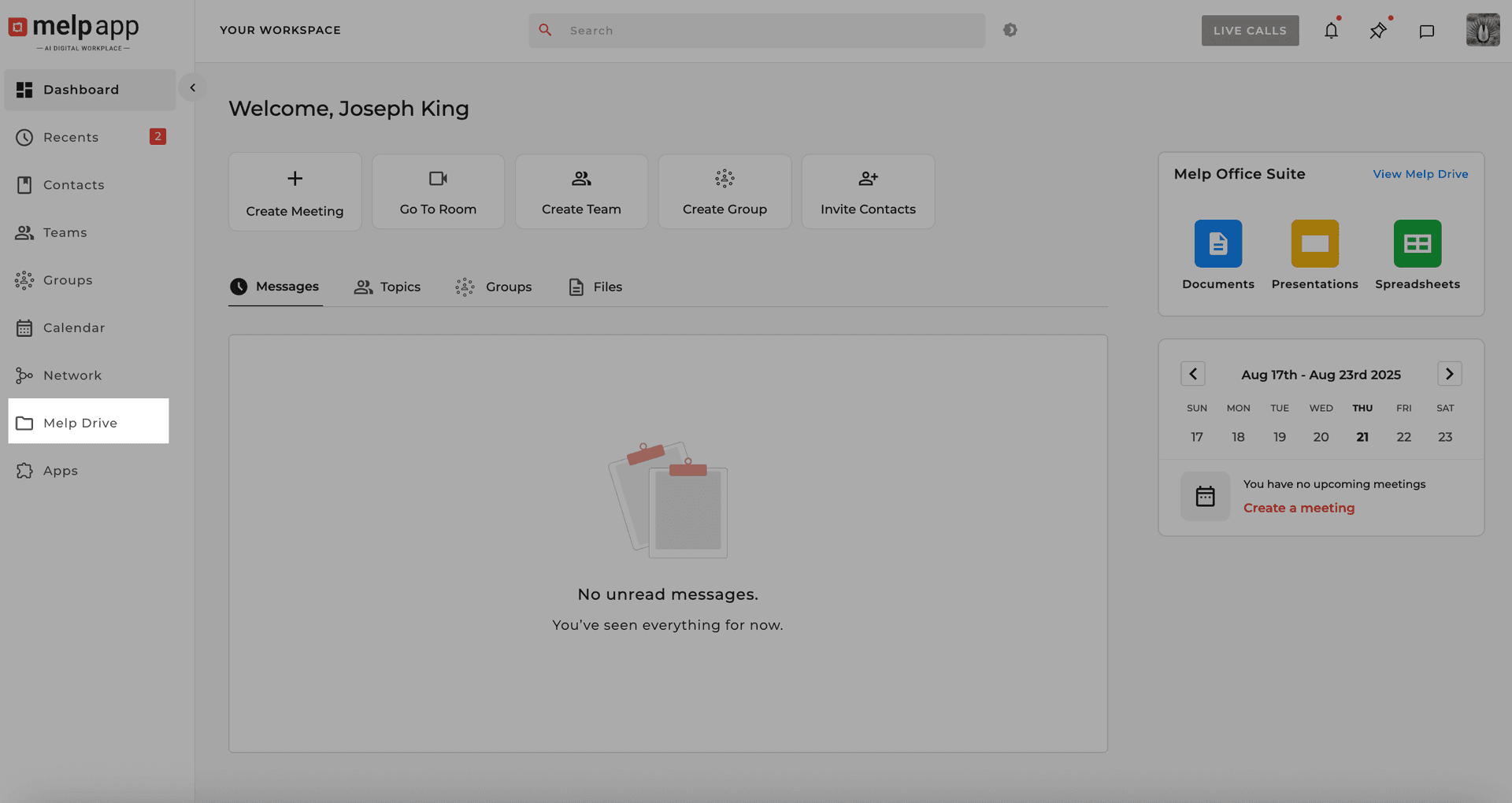 Melp Drive in sidebar