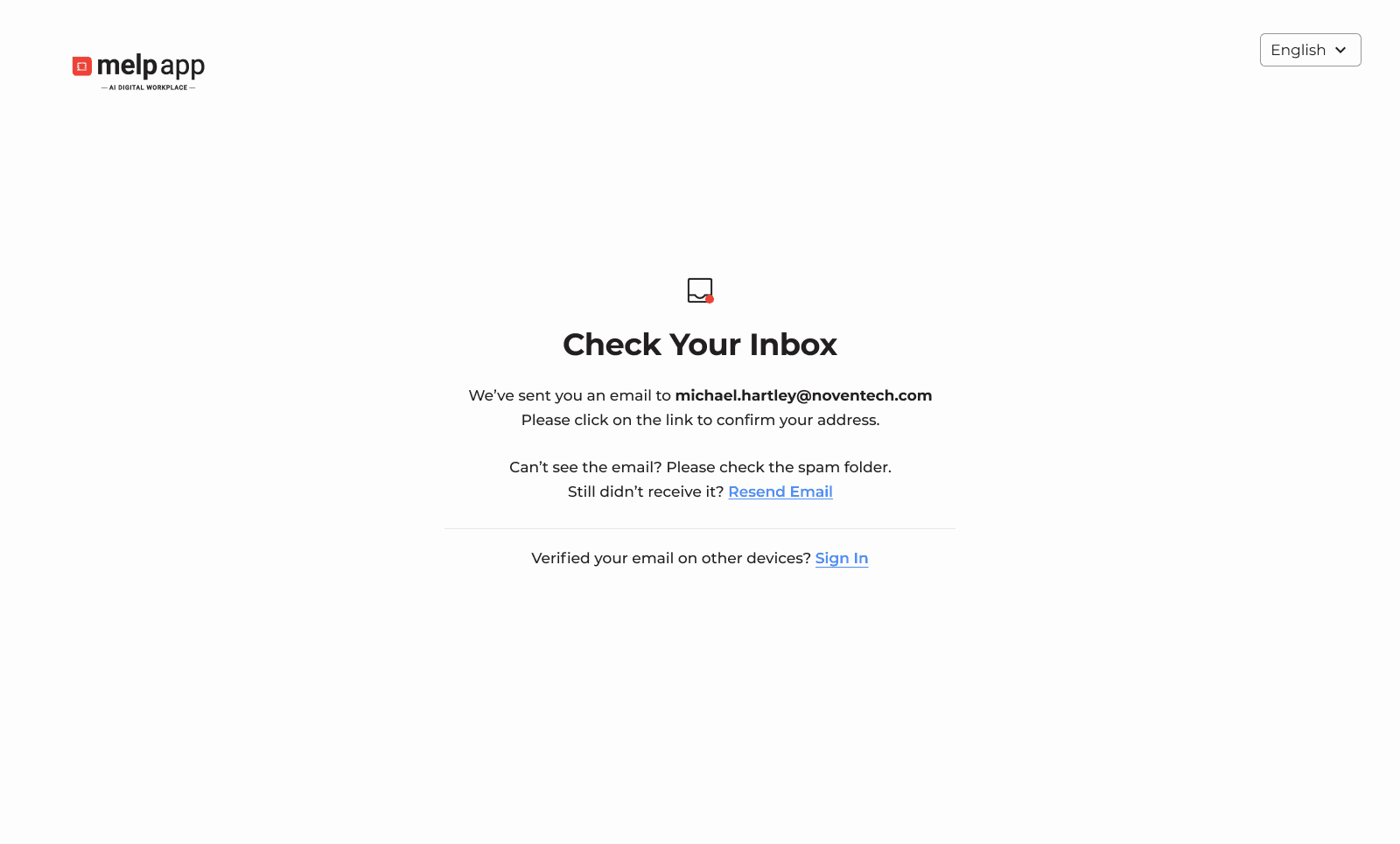 Verification email