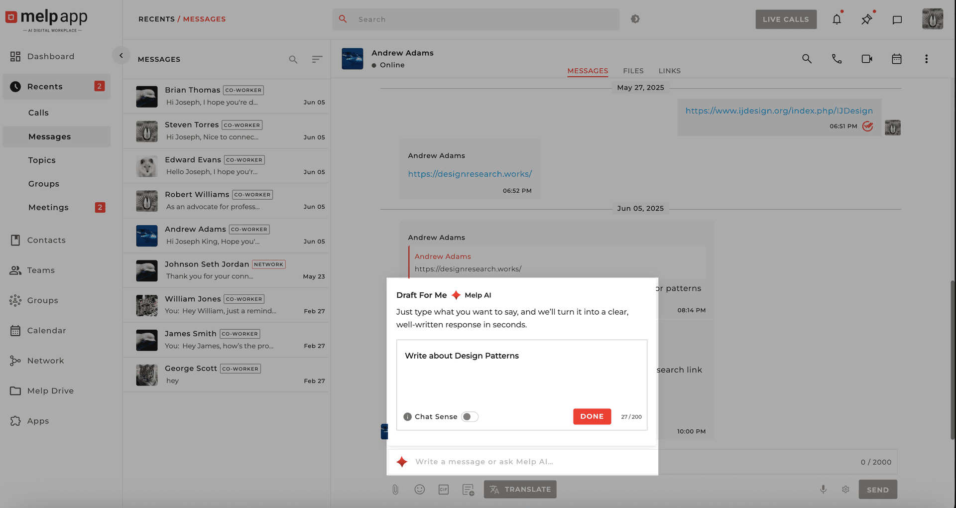 Done without chat sense