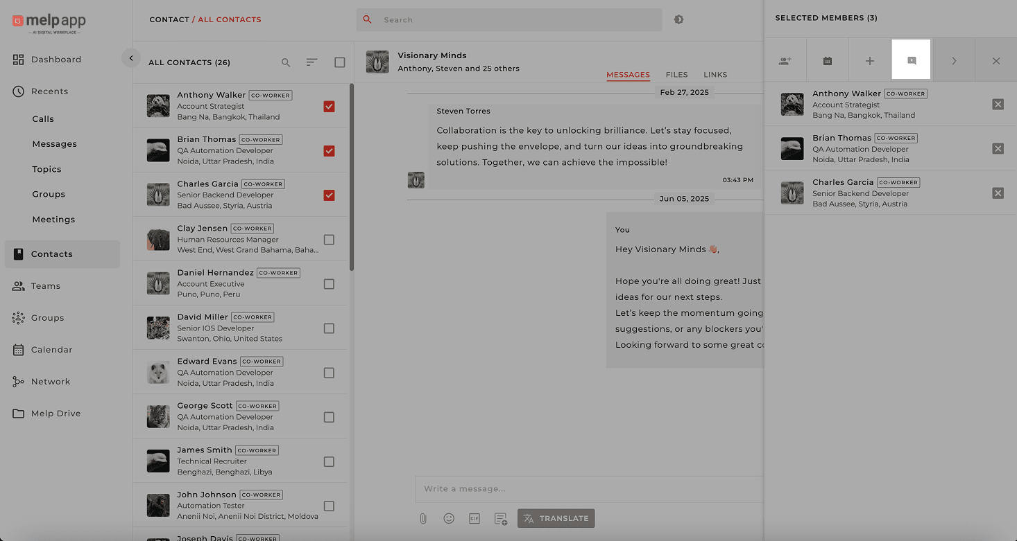 Quick message contacts