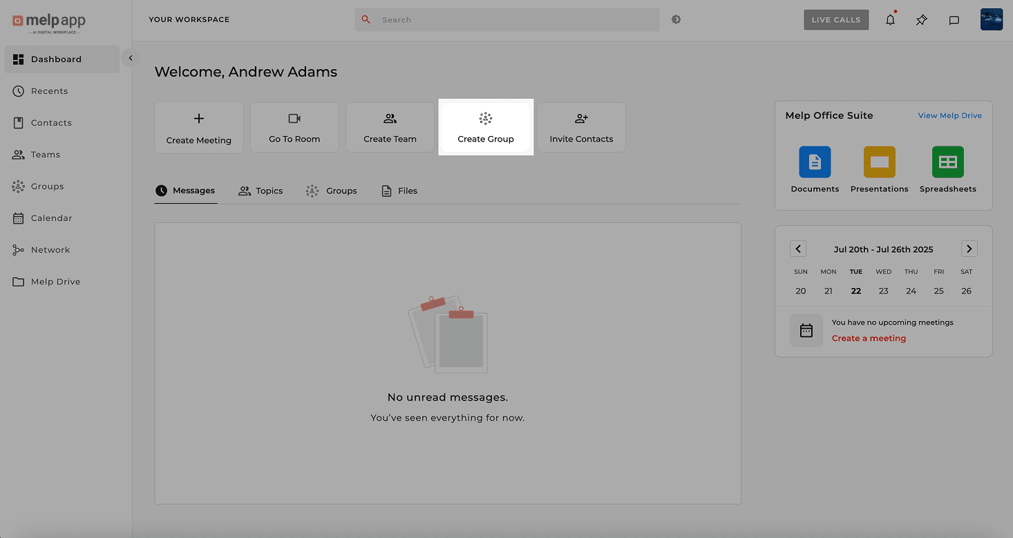 Dashboard create group