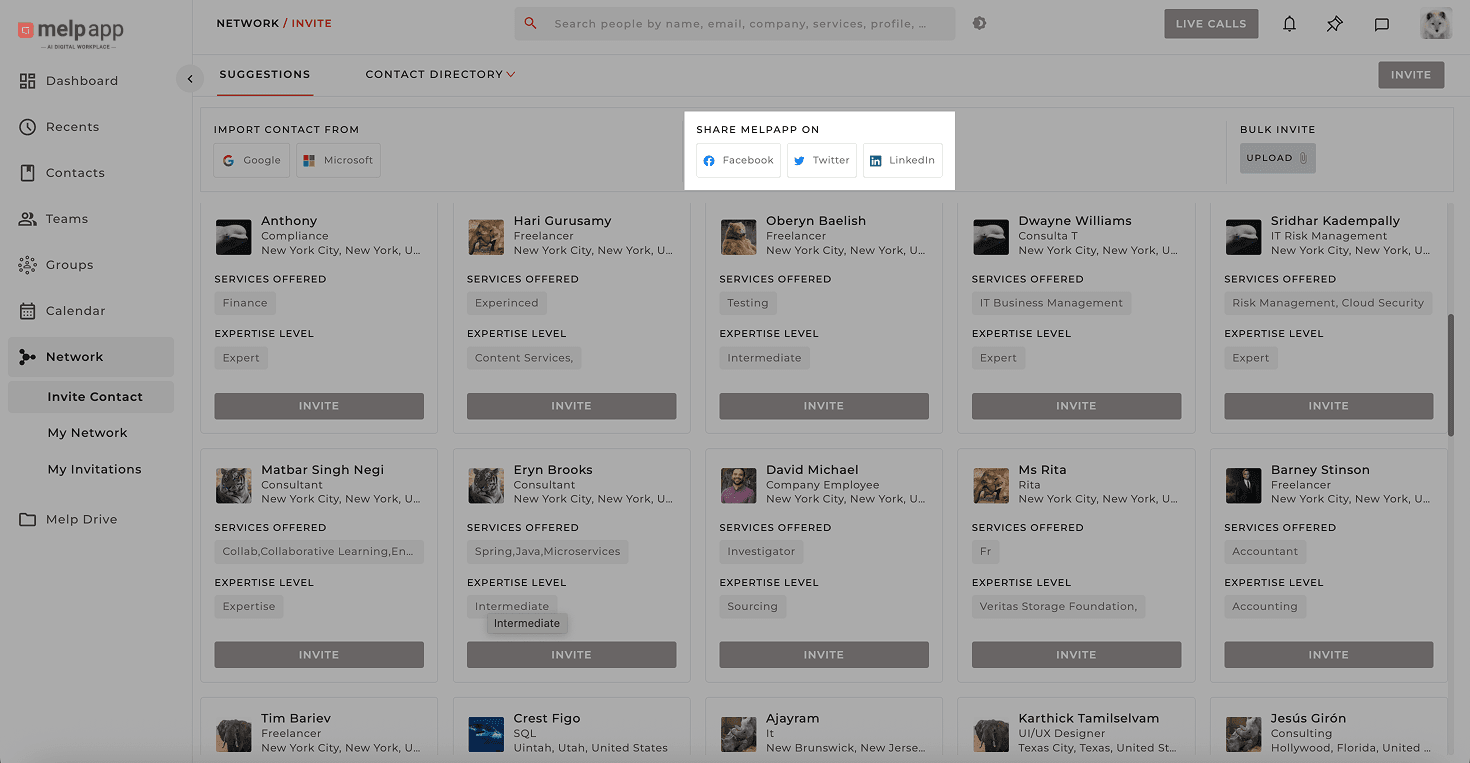 Share Melp on social media