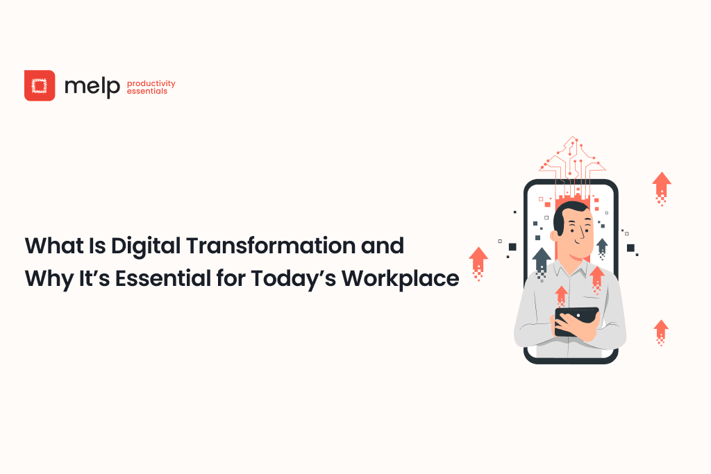 Illustration representing digital transformation using technology to modernize the workplace