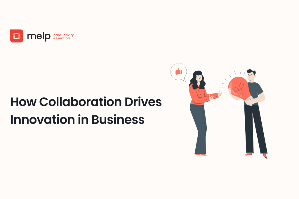 Collaboration illustration with coworkers sharing ideas and a lightbulb for business growth