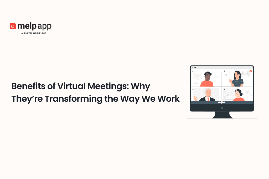 Employees attending a virtual meeting through Melp digital workplace platform