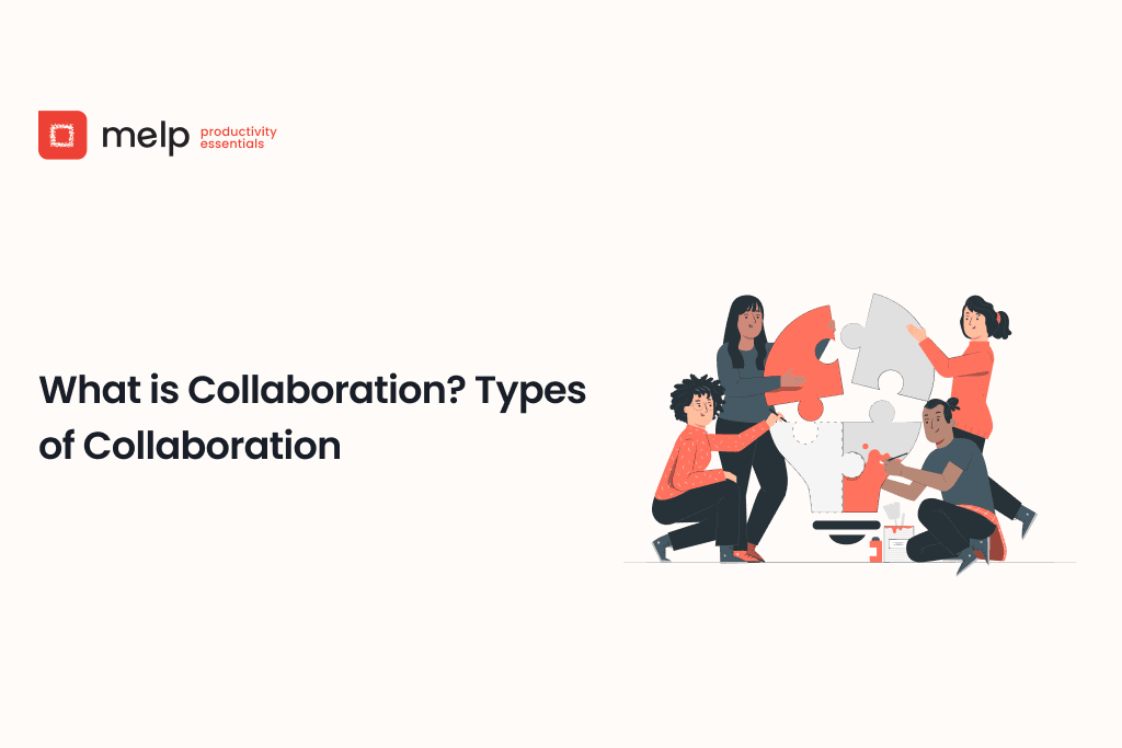 Illustration showing different types of collaboration through teamwork and shared tasks