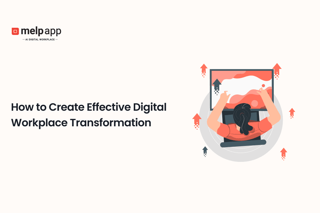 Illustration of a team planning and implementing an effective digital workplace transformation