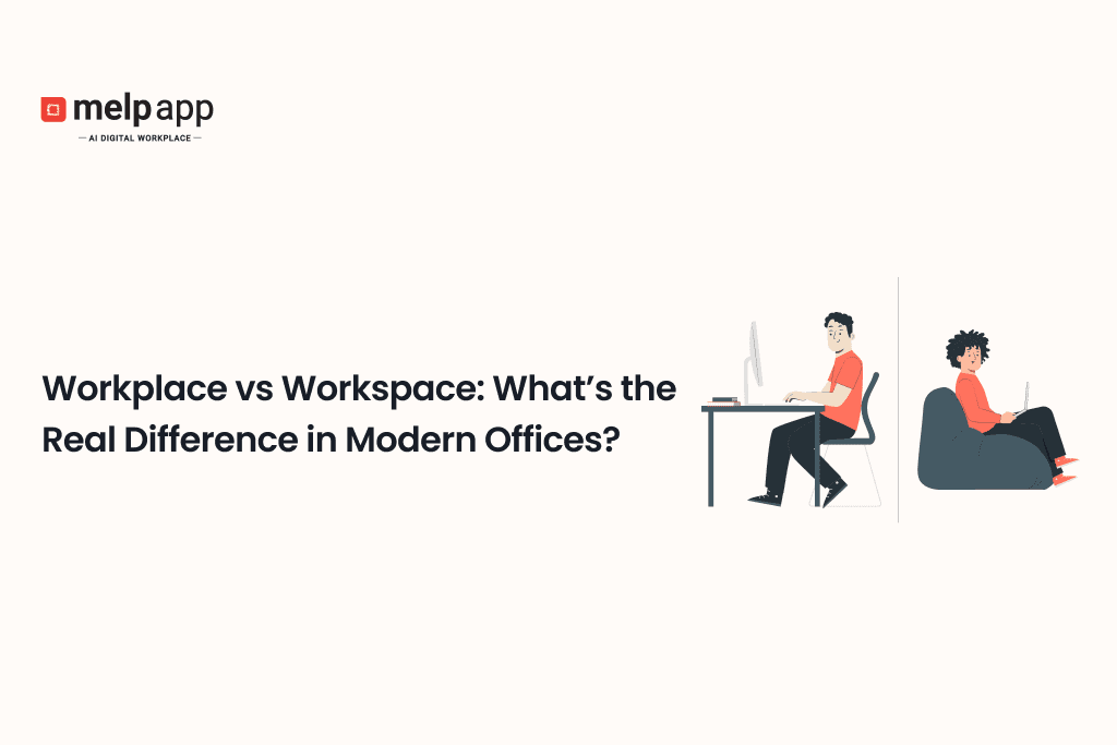 Illustration comparing a traditional workplace and a modern flexible workspace