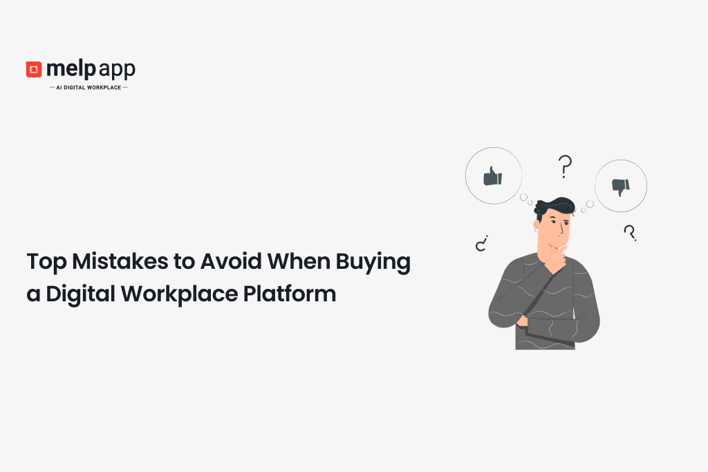 Manager analyzing options to avoid mistakes when buying a digital workplace platform