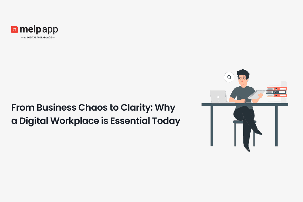 Worker reducing workplace chaos with Melp digital workplace for better focus