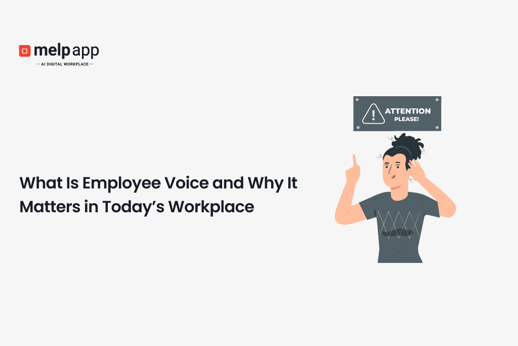 Employee expressing ideas and feedback through Melp AI digital workplace platform