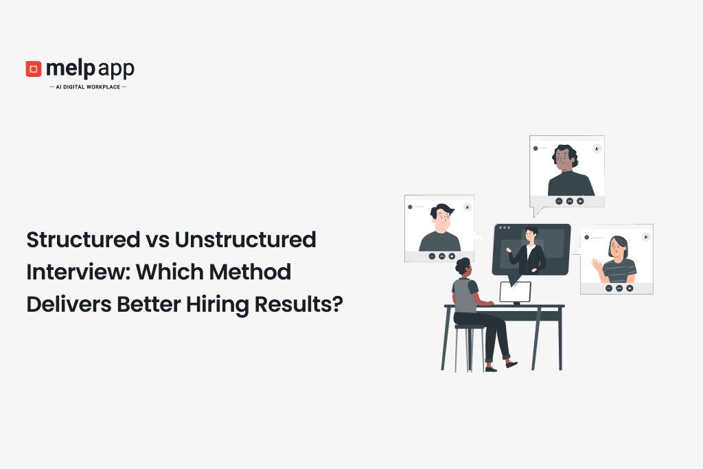 Visual comparison of structured vs unstructured interviews in a modern digital hiring workspace